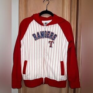 New Era Red and White Rangers Kids Hooded Jacket